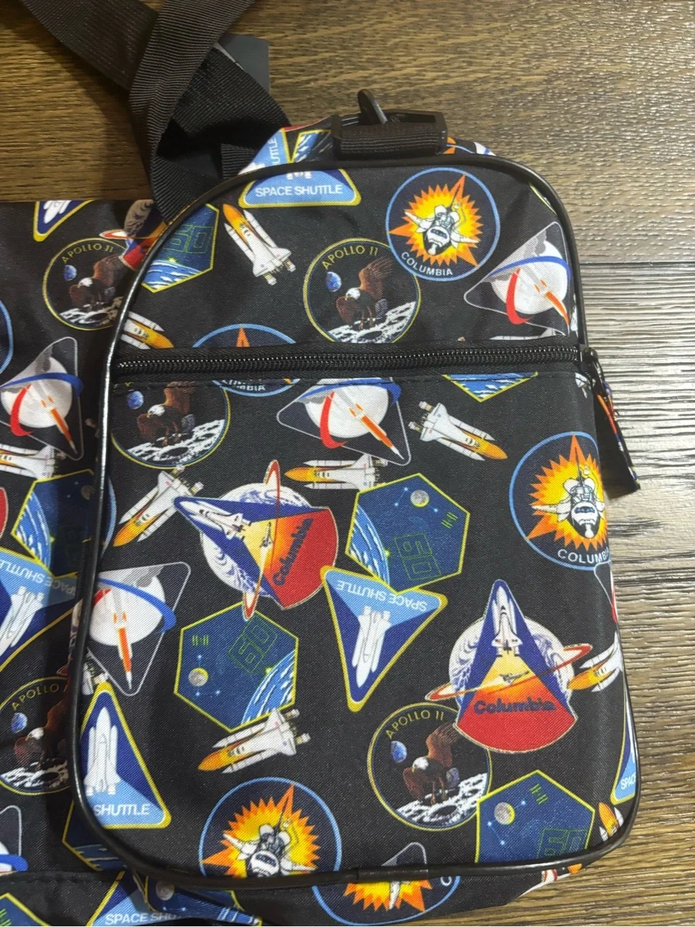 NASA Black Space Shuttle Patch Print Duffle Bag - Dual Compartment